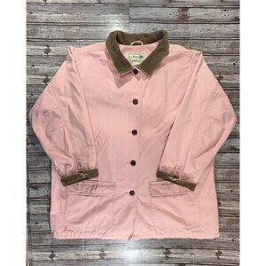 L.L. Bean Corduroy Trim Chore Barn Jacket Canvas Coat sz 2X color pale pink RARE